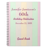 60e Birthday Party Guest Book Pastel, Name Notitieboek (Voorkant)