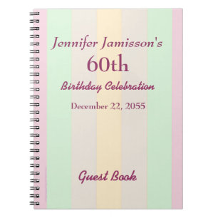 60e Birthday Party Guest Book Pastel, Name Notitieboek