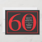 60e Birthday Red en zwart karton Kaart (Voorkant)