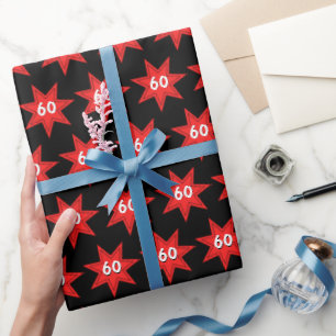 60e Birthday Red Star Cadeaupapier