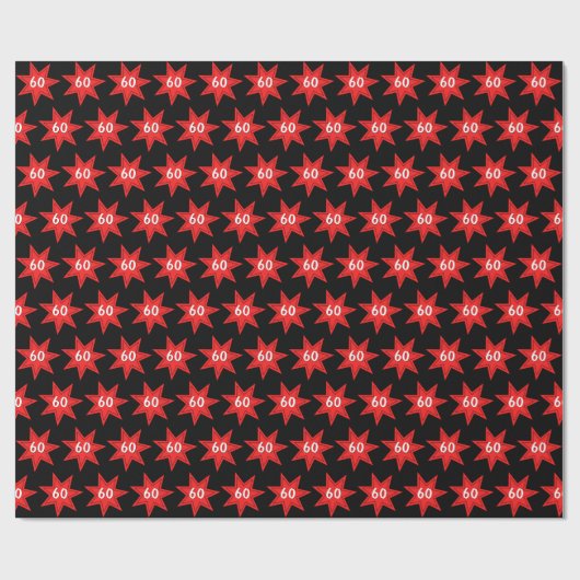 60e Birthday Red Star Cadeaupapier (Vlak)