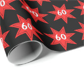 60e Birthday Red Star Cadeaupapier (Rol Hoek)