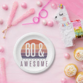 60e Birthday Retro Sunset Papieren Bordje (Feest)