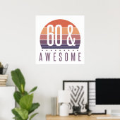60e Birthday Retro Sunset Poster (Thuiskantoor)