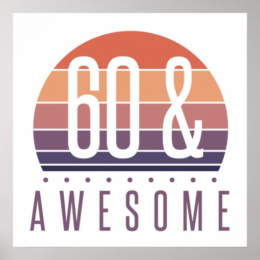 60e Birthday Retro Sunset Poster (Voorkant)