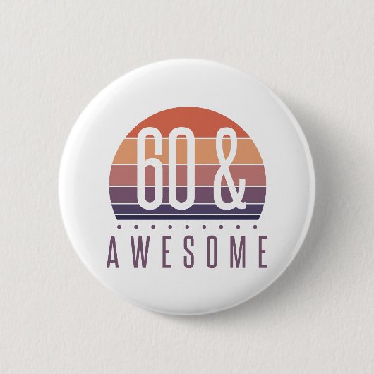 60e Birthday Retro Sunset Ronde Button 5,7 Cm (Voorkant)