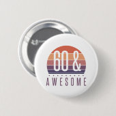 60e Birthday Retro Sunset Ronde Button 5,7 Cm (Voorkant /achterkant)