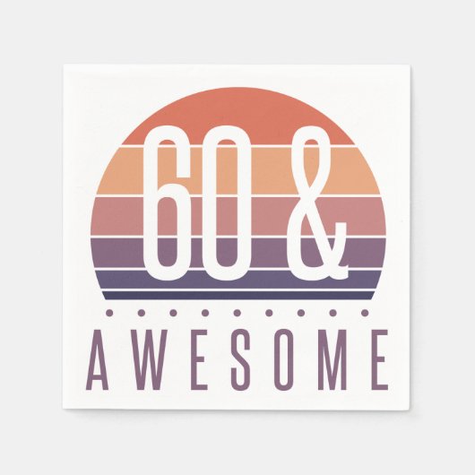 60e Birthday Retro Sunset Servet (Voorkant)