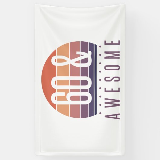 60e Birthday Retro Sunset Spandoek (Verticaal)
