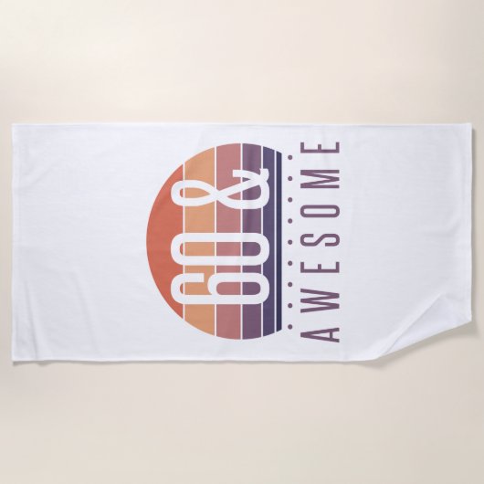 60e Birthday Retro Sunset Strandlaken (Voorkant)