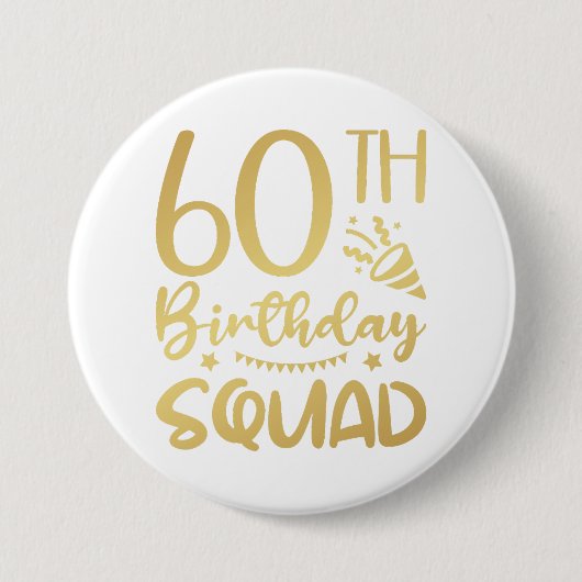 60e Birthday Squad 60 Party Crew Round Button (Voorkant)