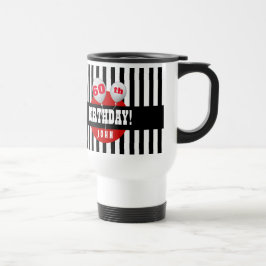 60e Birthday Stripes and Balloons BLACK RED A14A Reisbeker