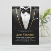 60e Black and Gold Tuxedo verjaardagsevenement Kaart (Staand voorkant)