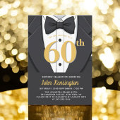 60e Black and Gold Tuxedo verjaardagsevenement Kaart