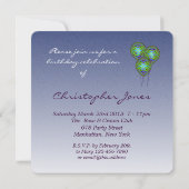 60e blauwe ballon Uitnodigen Kaart (Achterkant)