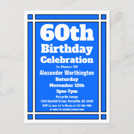 60e blauwe Geometrische verjaardag Nodig Briefkaar Uitnodiging Briefkaart