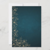 60e Blauwgroen & gouden bloemenkweek Verjaardag Kaart (Achterkant)