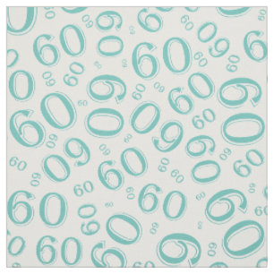 60e Blauwgroen & White Random Number Patroon 60 Stof