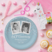 60e bruiloft diamant Jubileum kind foto's Papieren Bordje (Feest)