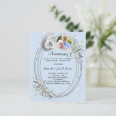 60e bruiloft foto diamanten blauwe uitnodiging (Staand voorkant)