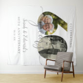 60e bruiloft Jubileum 2 foto achtergrond Wandkleed (In Situ (horizontaal))