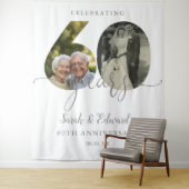 60e bruiloft Jubileum 2 foto achtergrond Wandkleed (In situ)