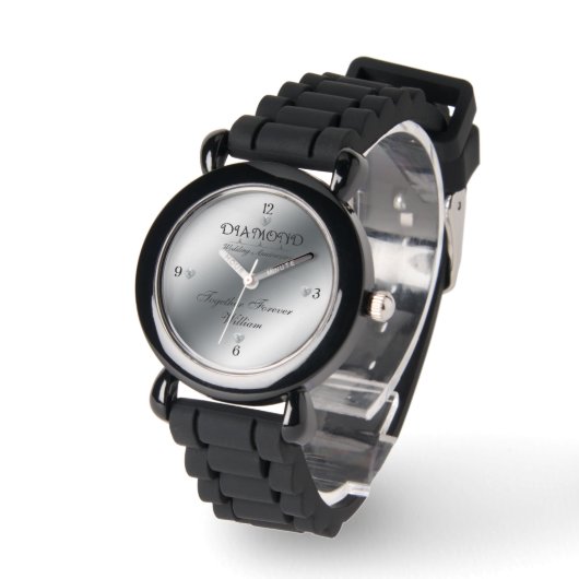 60e bruiloft Jubileum aangepaste horloge diamant (Hoek)