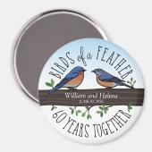 60e bruiloft Jubileum, Blauwvogels van een veer Magneet (Voorkant / Achterkant)