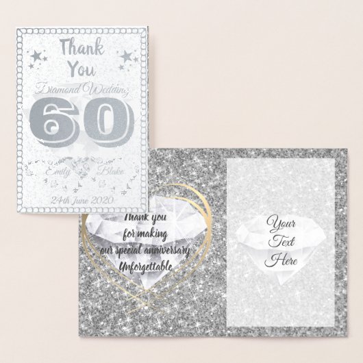 60e bruiloft Jubileum dank u kaarten (Display)