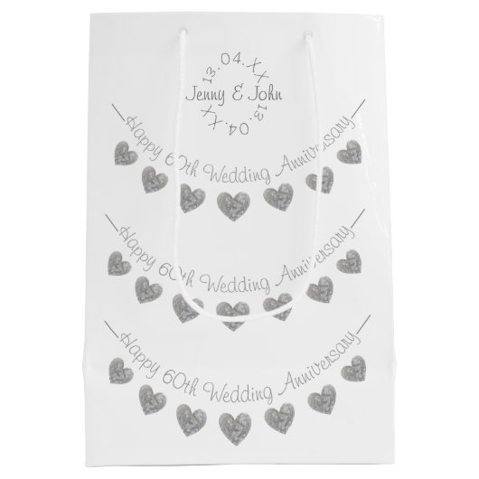 60e bruiloft Jubileum diamanten hart Medium Cadeauzakje (Achterkant)