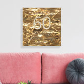 60e bruiloft Jubileum Diamond bruiloft gouden look Canvas Afdruk (Insitu (Woonkamer))