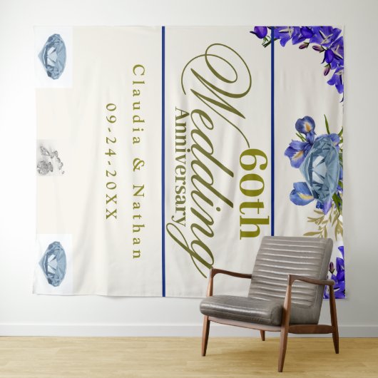 60e bruiloft Jubileum Diamond Iris Wandkleed (In Situ (horizontaal))