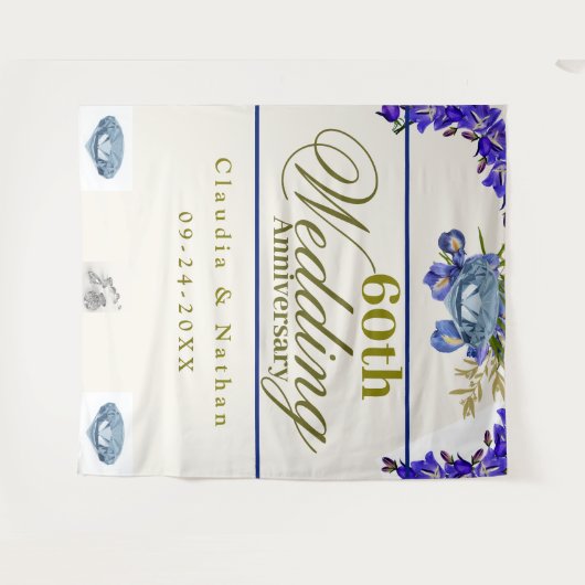 60e bruiloft Jubileum Diamond Iris Wandkleed (Voorkant (horizontaal))