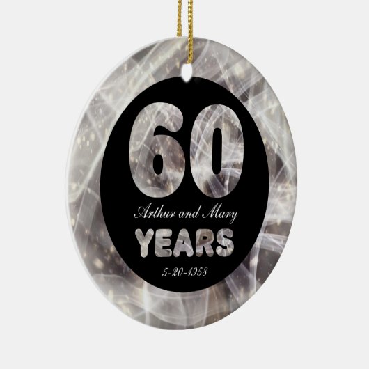 60e bruiloft Jubileum Diamond Party Lights Keramisch Ornament (Rechts)