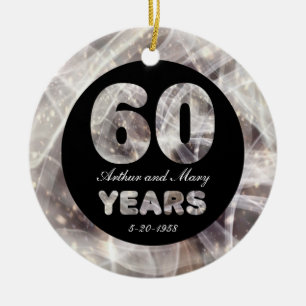 60e bruiloft Jubileum Diamond Party Lights Keramisch Ornament