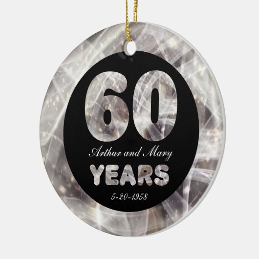 60e bruiloft Jubileum Diamond Party Lights Keramisch Ornament (Links)