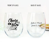 60e bruiloft Jubileum Elegant Celebration Wijnglas Zonder Voet