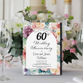 60e bruiloft Jubileum Elegant Script Floral Kaart