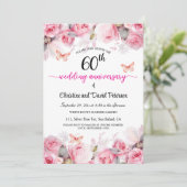 60e bruiloft Jubileum Elegante Blush Rozen Kaart (Staand voorkant)