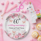 60e bruiloft Jubileum Elegante Blush Rozen Papieren Bordje (Feest)