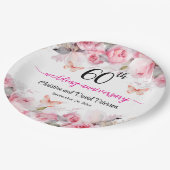 60e bruiloft Jubileum Elegante Blush Rozen Papieren Bordje (Gekanteld)
