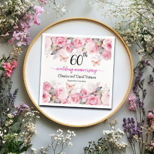 60e bruiloft Jubileum Elegante Blush Rozen Servet