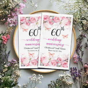 60e bruiloft Jubileum Elegante Blush Rozen Servet