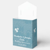 60e bruiloft Jubileum Favor Box, Blauw Bloemen Bedankdoosjes (Geopend)