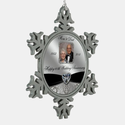 60e bruiloft Jubileum Foto Snowflake Ornament (Links)