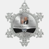 60e bruiloft Jubileum Foto Snowflake Ornament (Voorkant)