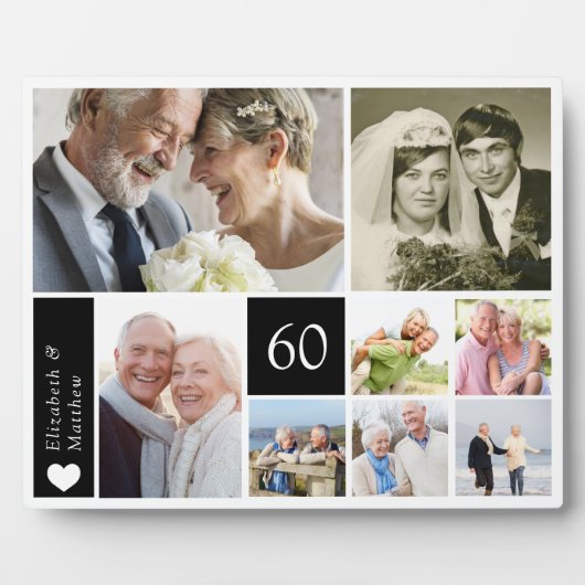 60e bruiloft Jubileum fotocollage Fotoplaat (Voorkant)