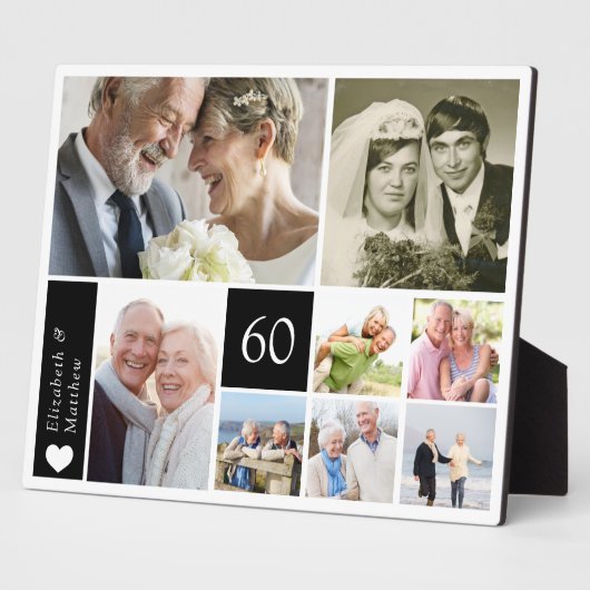 60e bruiloft Jubileum fotocollage Fotoplaat (Zijkant)