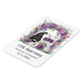 60e bruiloft Jubileum Gnome Paarse Bloemen Magneet (Linkerzijde)