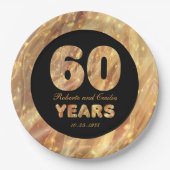 60e bruiloft Jubileum Gold Party Lichten Papieren Bordje (Voorkant)